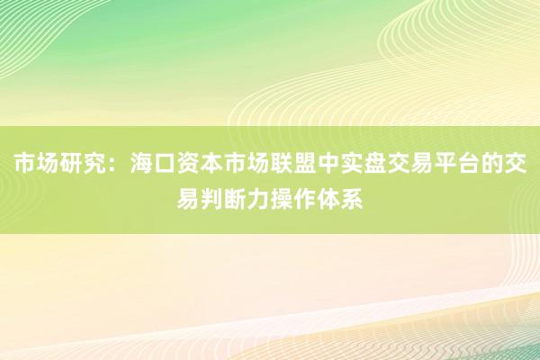 市场研究：海口资本市场联盟中实盘交易平台的交易判断力操作体系