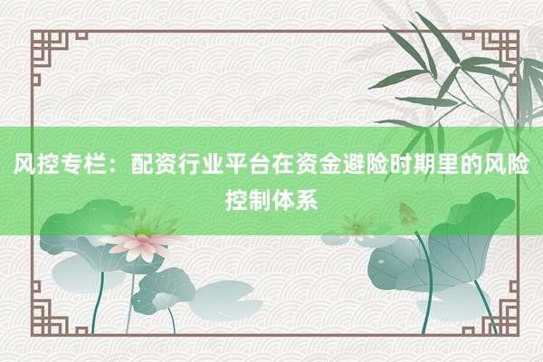 风控专栏：配资行业平台在资金避险时期里的风险控制体系