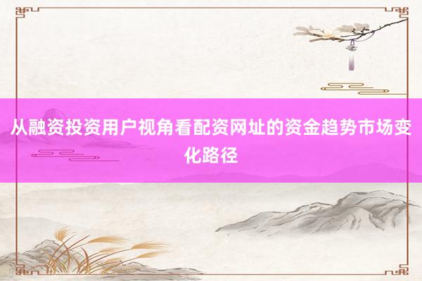 从融资投资用户视角看配资网址的资金趋势市场变化路径