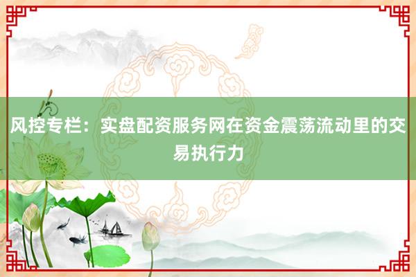 风控专栏：实盘配资服务网在资金震荡流动里的交易执行力