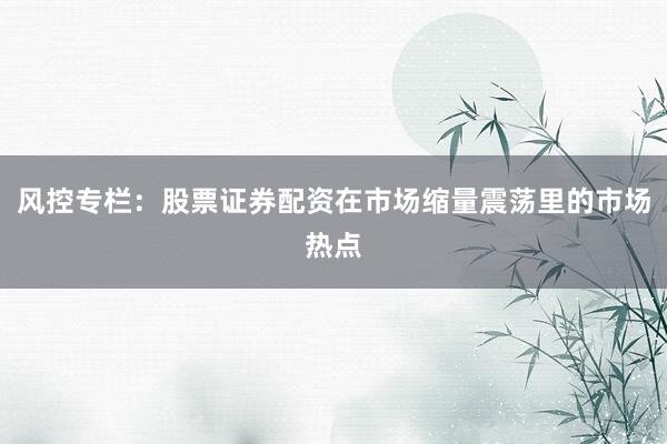 风控专栏：股票证券配资在市场缩量震荡里的市场热点