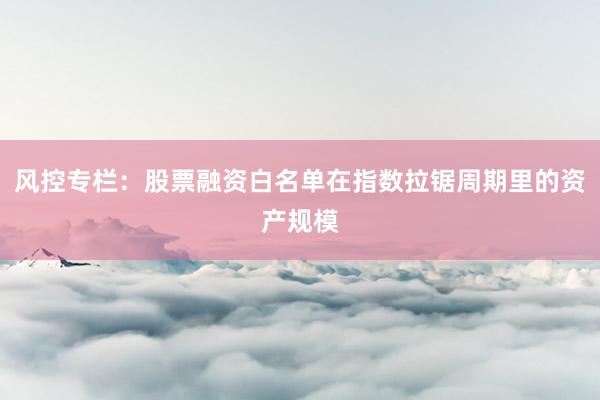 风控专栏：股票融资白名单在指数拉锯周期里的资产规模