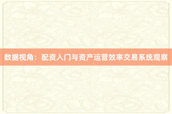 数据视角：配资入门与资产运营效率交易系统观察