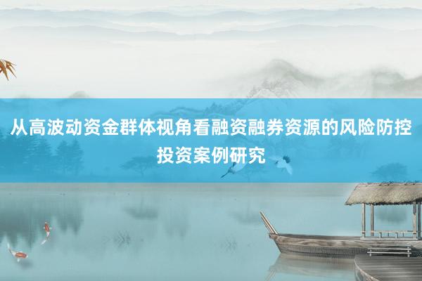 从高波动资金群体视角看融资融券资源的风险防控投资案例研究