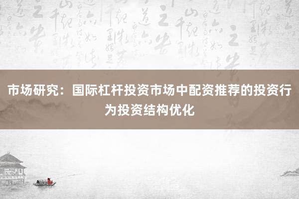 市场研究：国际杠杆投资市场中配资推荐的投资行为投资结构优化