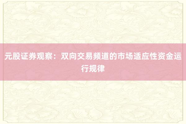 元股证券观察：双向交易频道的市场适应性资金运行规律