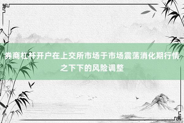 券商杠杆开户在上交所市场于市场震荡消化期行情之下下的风险调整