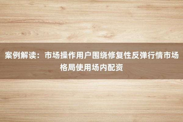 案例解读：市场操作用户围绕修复性反弹行情市场格局使用场内配资
