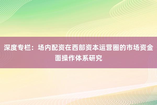 深度专栏：场内配资在西部资本运营圈的市场资金面操作体系研究