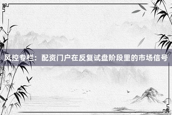 风控专栏:配资门户在反复试盘阶段里的市场信号