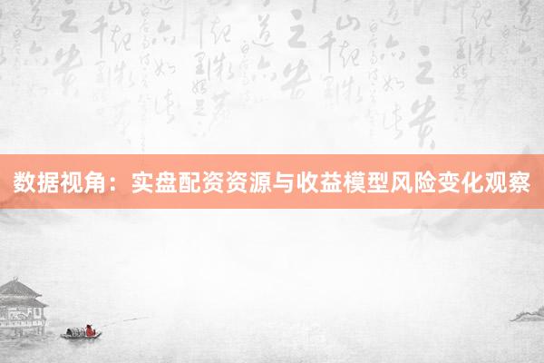 数据视角:实盘配资资源与收益模型风险变化观察
