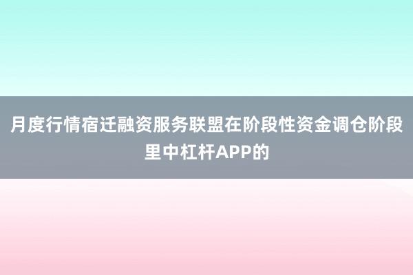 月度行情宿迁融资服务联盟在阶段性资金调仓阶段里中杠杆APP的