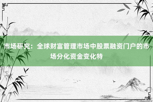 市场研究：全球财富管理市场中股票融资门户的市场分化资金变化特