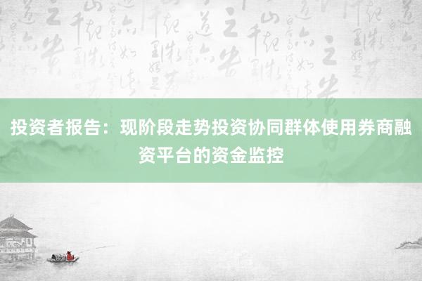 投资者报告：现阶段走势投资协同群体使用券商融资平台的资金监控