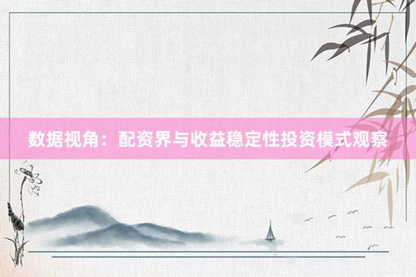 数据视角：配资界与收益稳定性投资模式观察
