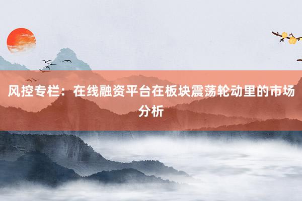 风控专栏：在线融资平台在板块震荡轮动里的市场分析