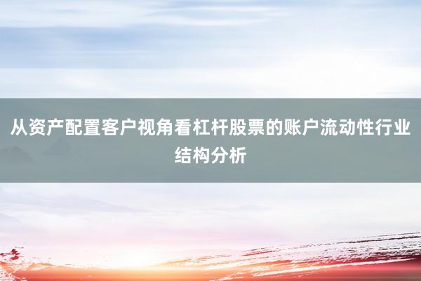 从资产配置客户视角看杠杆股票的账户流动性行业结构分析