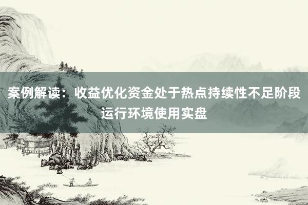 案例解读：收益优化资金处于热点持续性不足阶段运行环境使用实盘