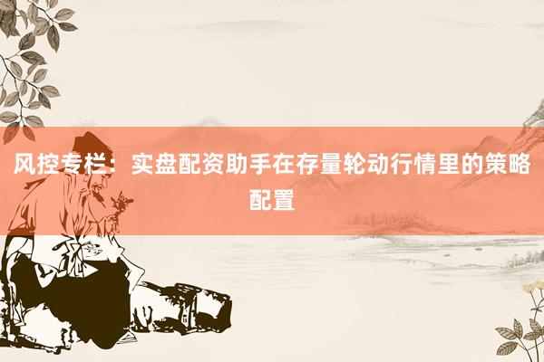 风控专栏：实盘配资助手在存量轮动行情里的策略配置