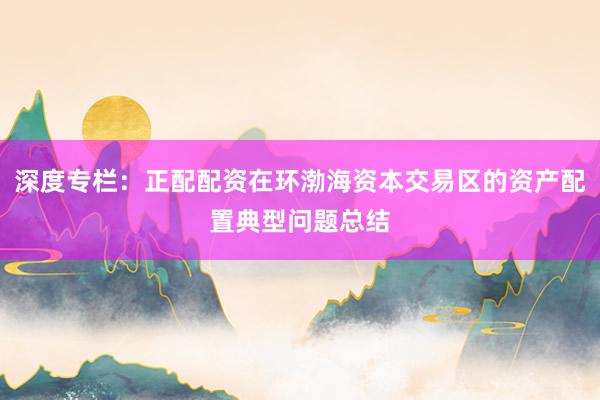 深度专栏：正配配资在环渤海资本交易区的资产配置典型问题总结