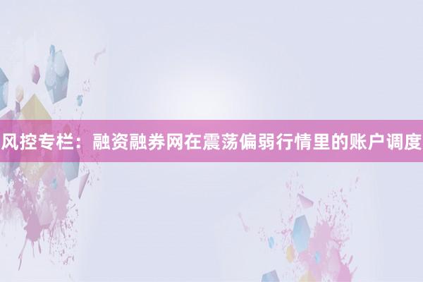 风控专栏：融资融券网在震荡偏弱行情里的账户调度