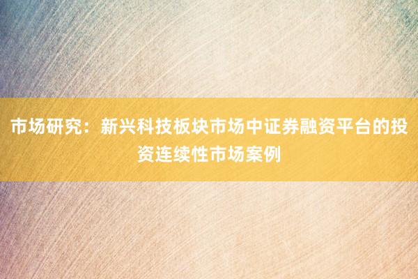 市场研究：新兴科技板块市场中证券融资平台的投资连续性市场案例