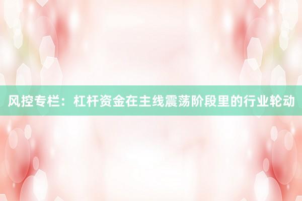 风控专栏:杠杆资金在主线震荡阶段里的行业轮动