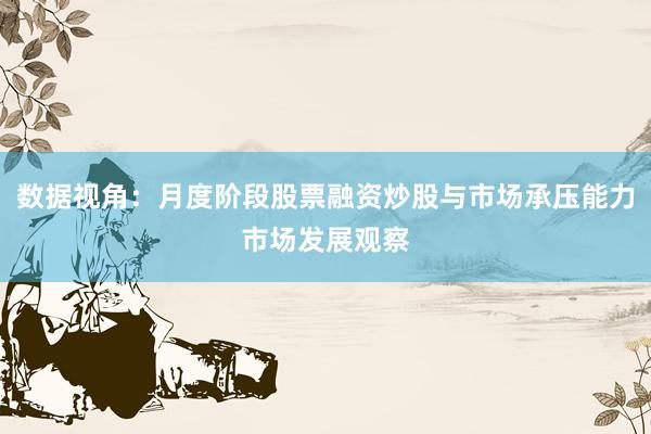 数据视角：月度阶段股票融资炒股与市场承压能力市场发展观察