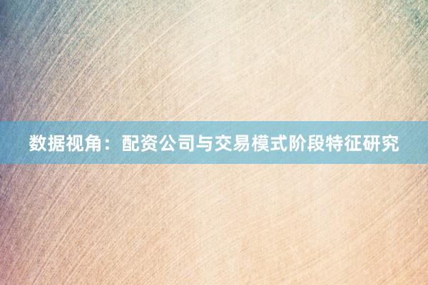 数据视角：配资公司与交易模式阶段特征研究