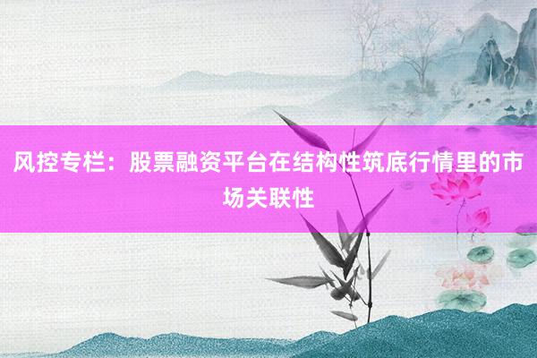 风控专栏：股票融资平台在结构性筑底行情里的市场关联性