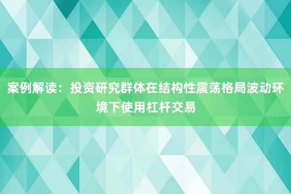 案例解读：投资研究群体在结构性震荡格局波动环境下使用杠杆交易