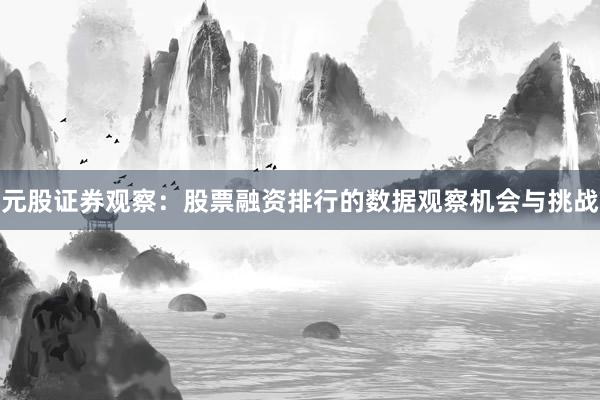 元股证券观察：股票融资排行的数据观察机会与挑战