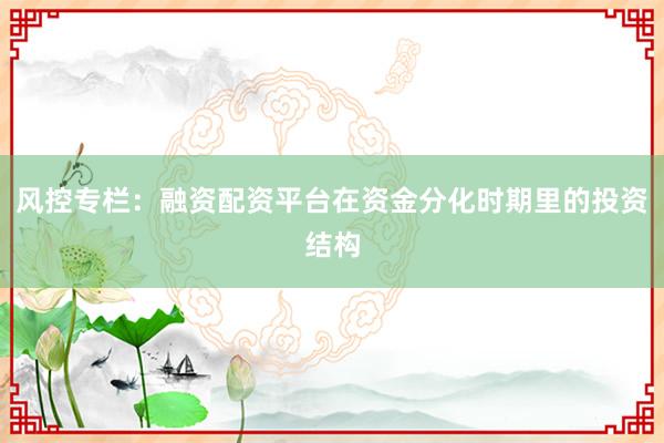 风控专栏：融资配资平台在资金分化时期里的投资结构