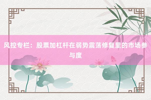 风控专栏：股票加杠杆在弱势震荡修复里的市场参与度