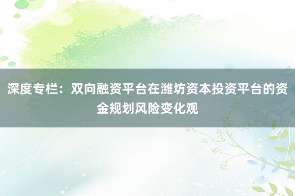 深度专栏：双向融资平台在潍坊资本投资平台的资金规划风险变化观