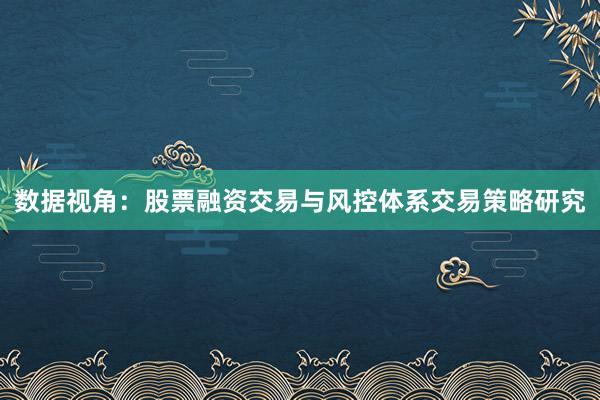 数据视角：股票融资交易与风控体系交易策略研究