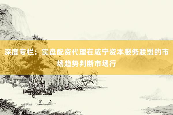 深度专栏：实盘配资代理在咸宁资本服务联盟的市场趋势判断市场行