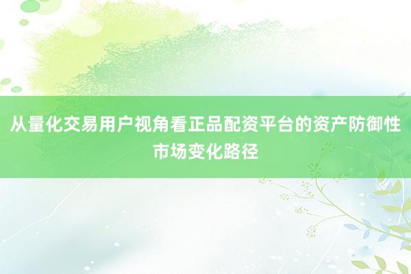 从量化交易用户视角看正品配资平台的资产防御性市场变化路径