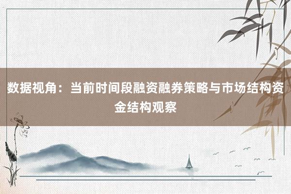 数据视角：当前时间段融资融券策略与市场结构资金结构观察