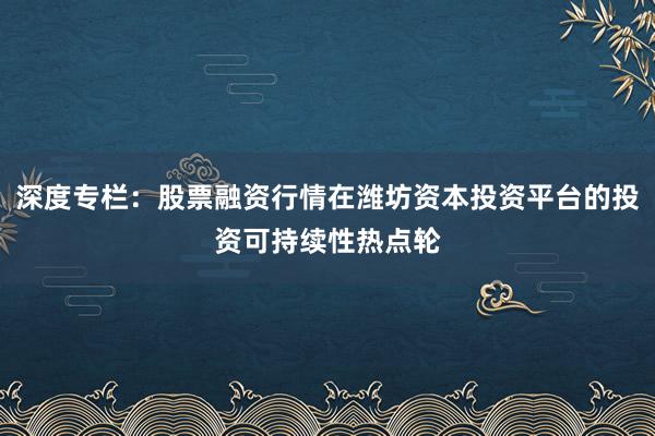 深度专栏：股票融资行情在潍坊资本投资平台的投资可持续性热点轮