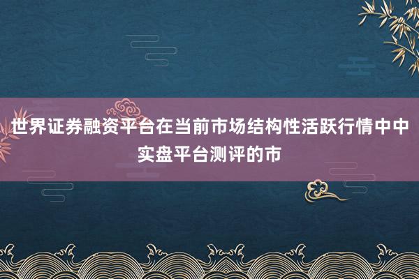 世界证券融资平台在当前市场结构性活跃行情中中实盘平台测评的市