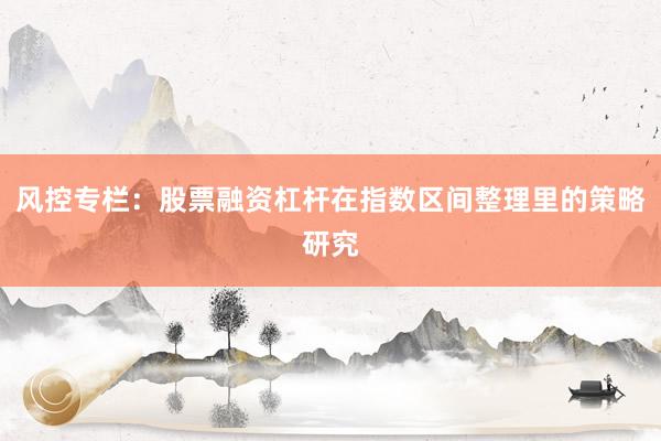 风控专栏：股票融资杠杆在指数区间整理里的策略研究