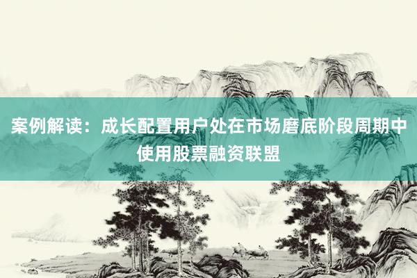 案例解读：成长配置用户处在市场磨底阶段周期中使用股票融资联盟