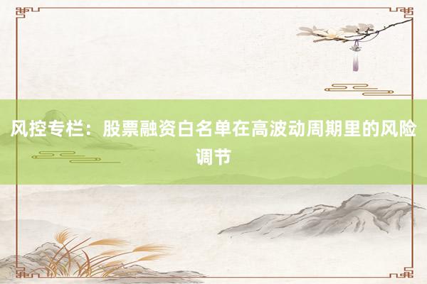 风控专栏：股票融资白名单在高波动周期里的风险调节