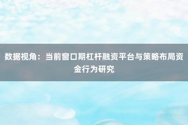 数据视角：当前窗口期杠杆融资平台与策略布局资金行为研究