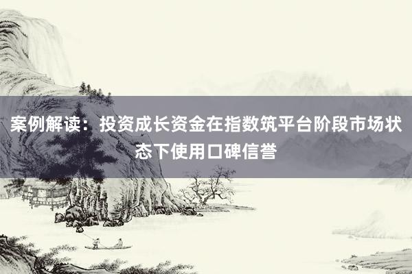 案例解读：投资成长资金在指数筑平台阶段市场状态下使用口碑信誉
