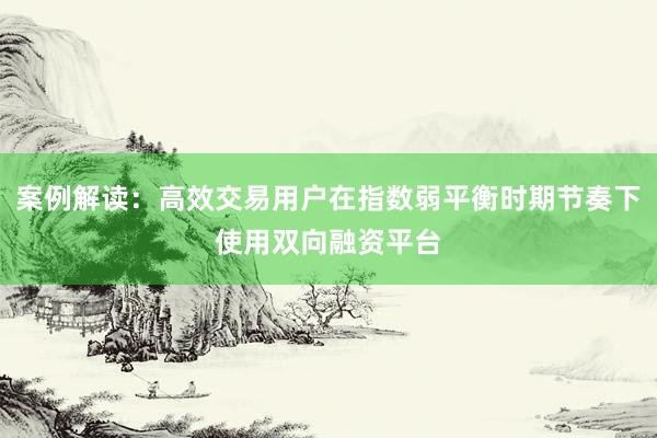 案例解读：高效交易用户在指数弱平衡时期节奏下使用双向融资平台