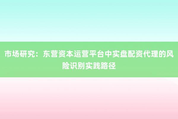 市场研究：东营资本运营平台中实盘配资代理的风险识别实践路径