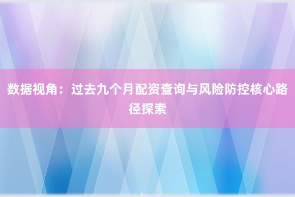 数据视角：过去九个月配资查询与风险防控核心路径探索
