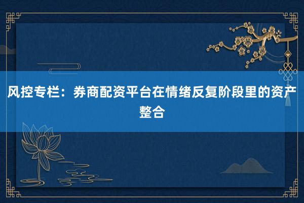 风控专栏：券商配资平台在情绪反复阶段里的资产整合
